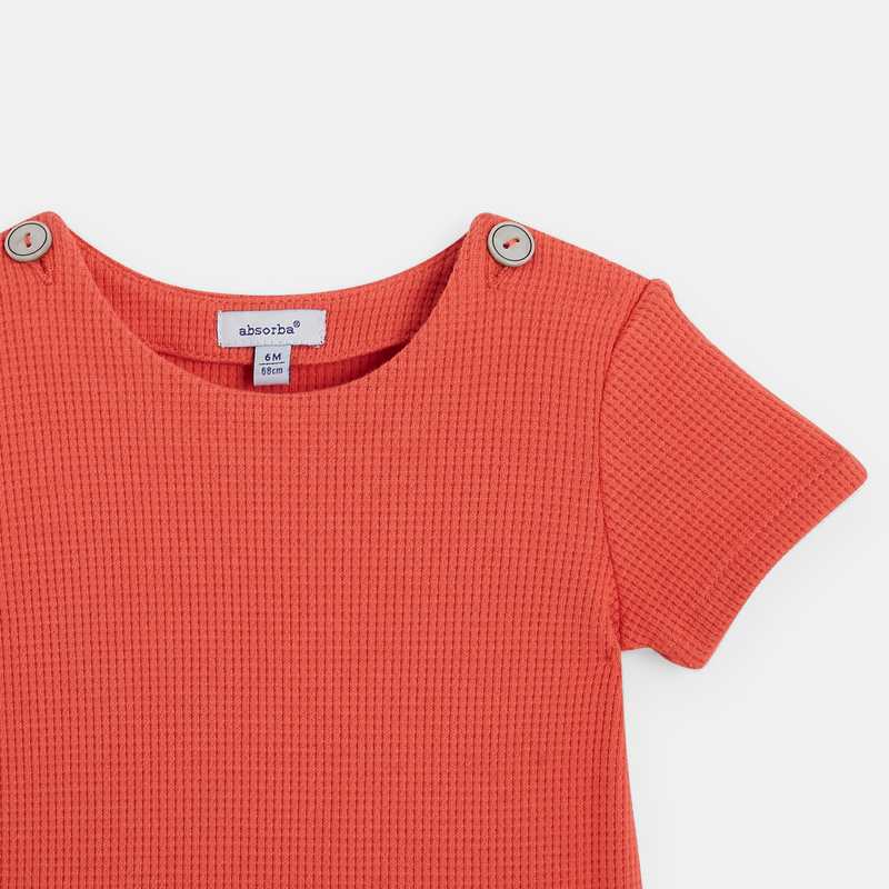 Robe manches courtes bébé fille nid d'abeille orange Absorba