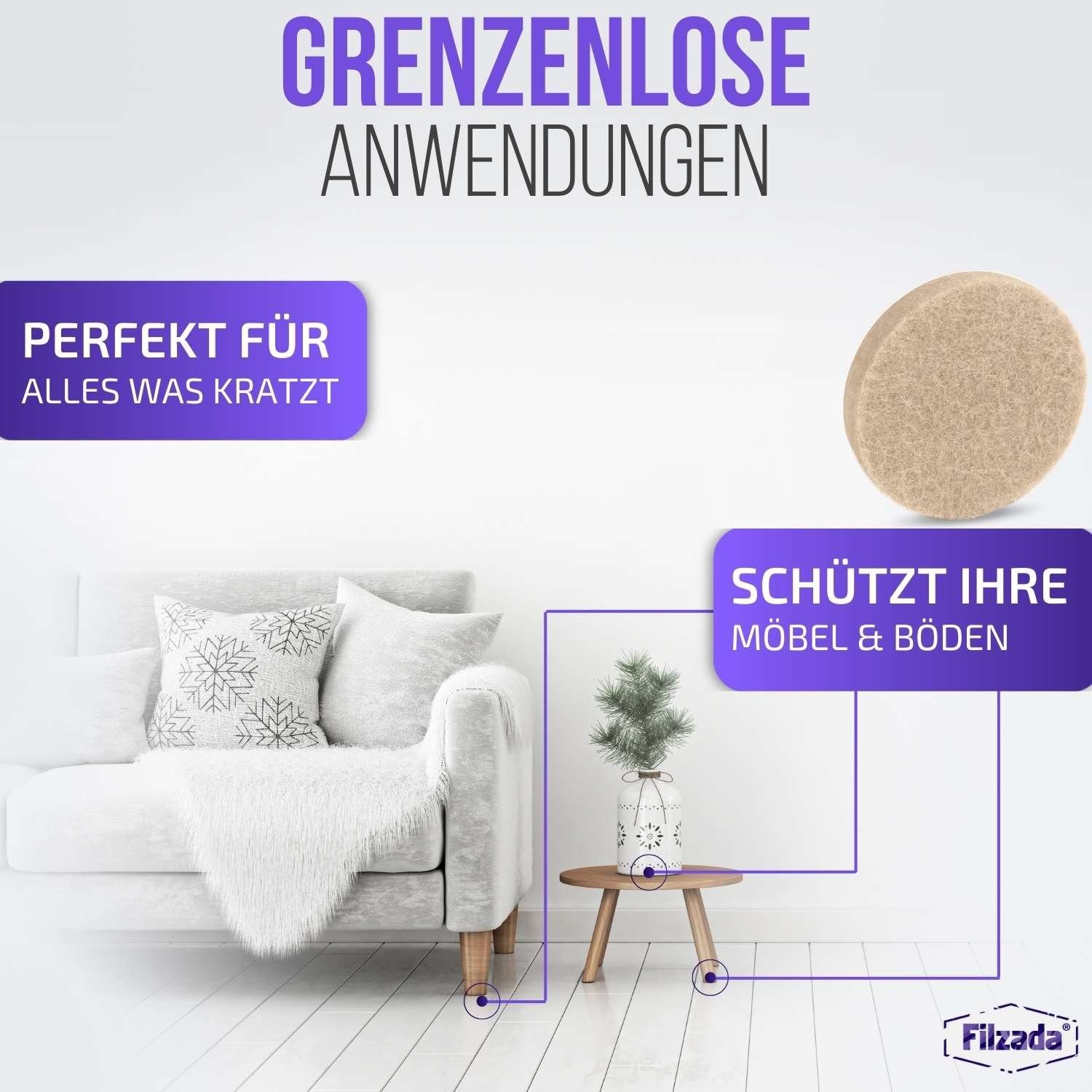 Filzada Filzgleiter Filzgleiter 106 St Selbstklebend Set Möbelgleiter Filz Rund Eckig