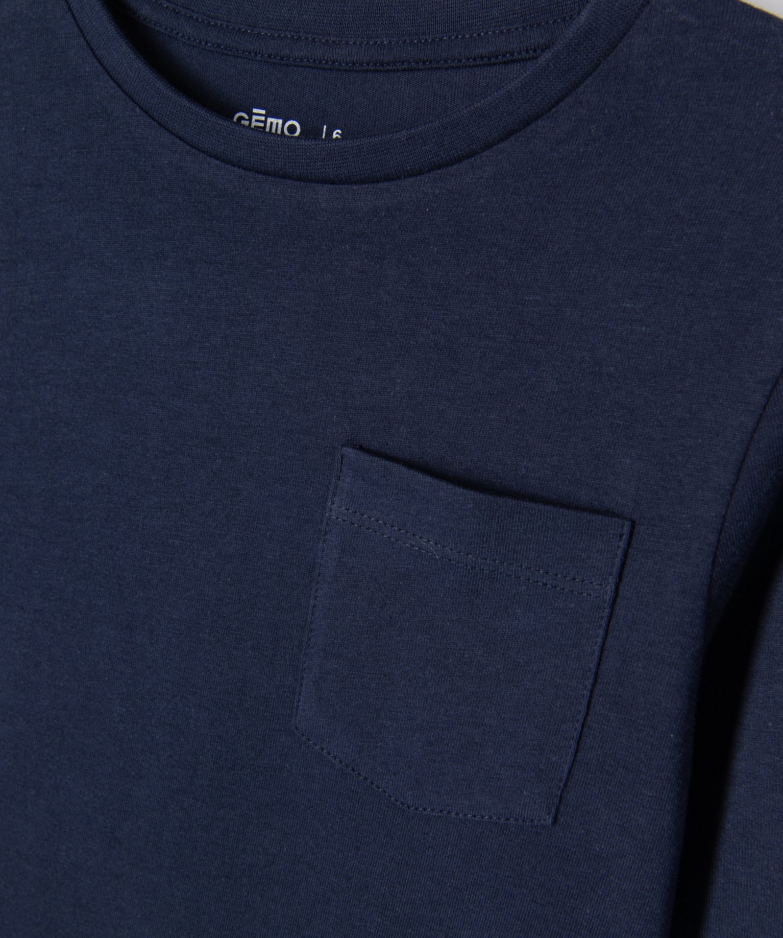 Tee-shirt à manches longues avec poche poitrine Garçon marine | GEMO