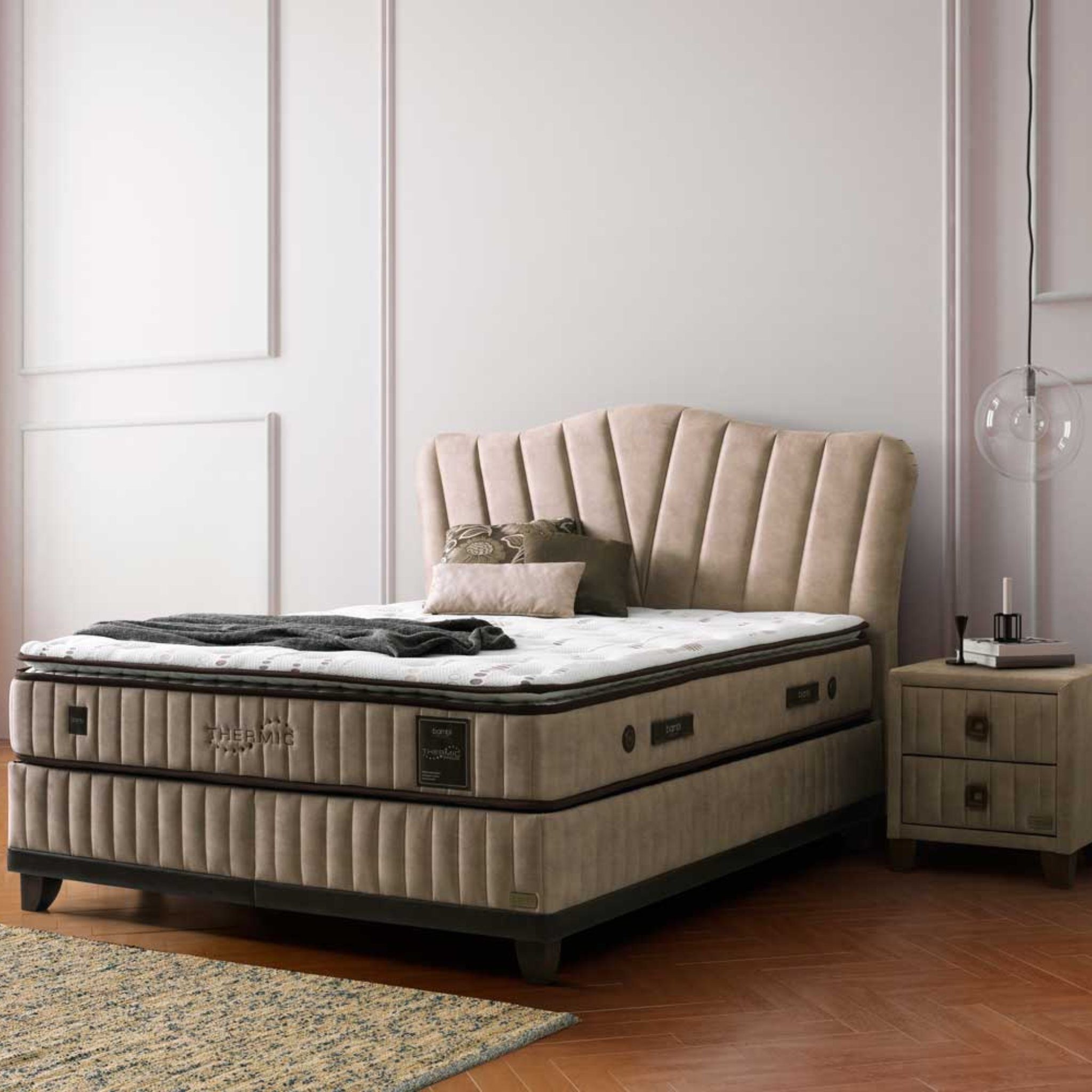 Moln Boxspringbett 8 Schichten mit Topper Höhe 30 cm Matratze Thermic Prime (2 Bettkästen, Matratze, Kopfteile)