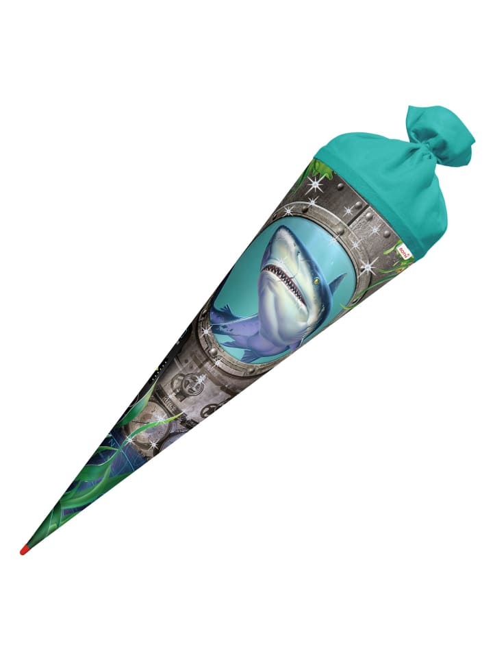 ROTH Set Schultüte groß Hai 70 cm, Folie mit Schleife in Bunt günstig kaufen onesize