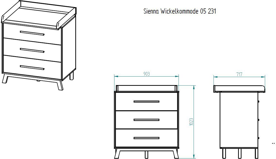 Schardt Babyzimmer-Komplettset Sienna, (Set, 3-St., Hausbett, Schrank, Wickelkommode), Made in Germany; mit Hausbett, Schrank und Wickelkommode