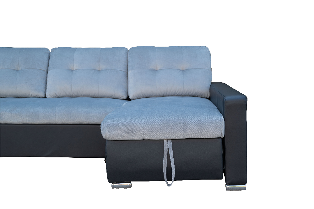 Happy Home Ecksofa Sofabett mit Stauraum und Bettfunktion schwarz Lederoptik
