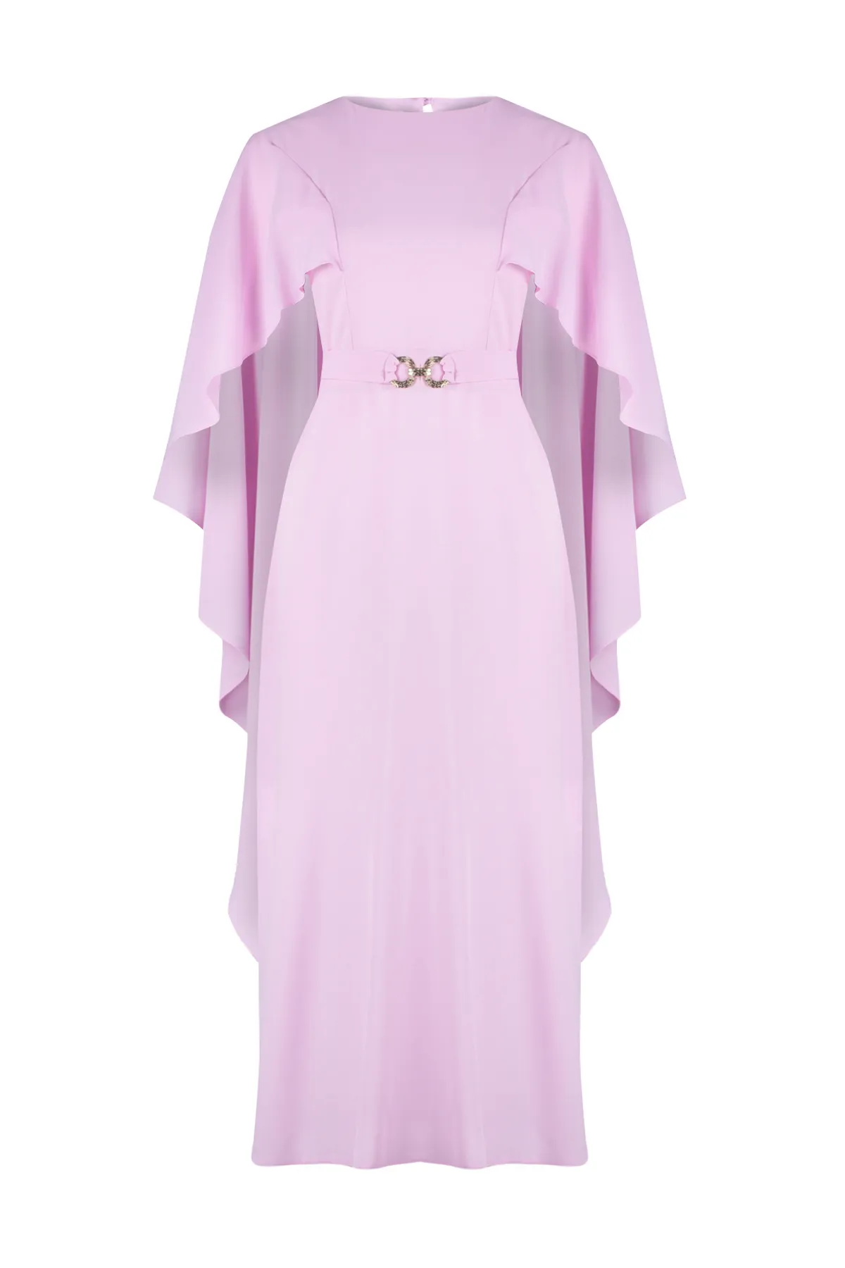 Trendyol Modest  Lilafarbenes Cape mit Gürtel, detailliertes, elegantes gewebtes Abendkleid TCTSS24DB00003