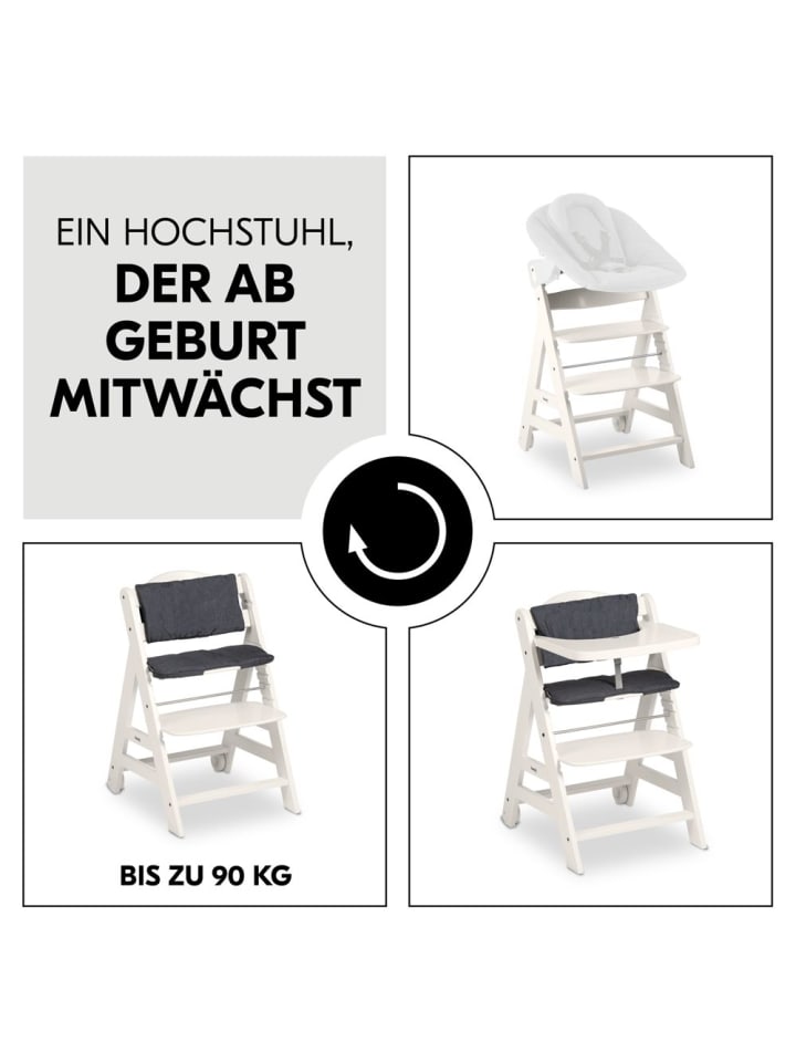 Hauck Hochstuhl Beta Plus White inkl. Essbrett, Sitzkissen in weiss,grau günstig kaufen onesize