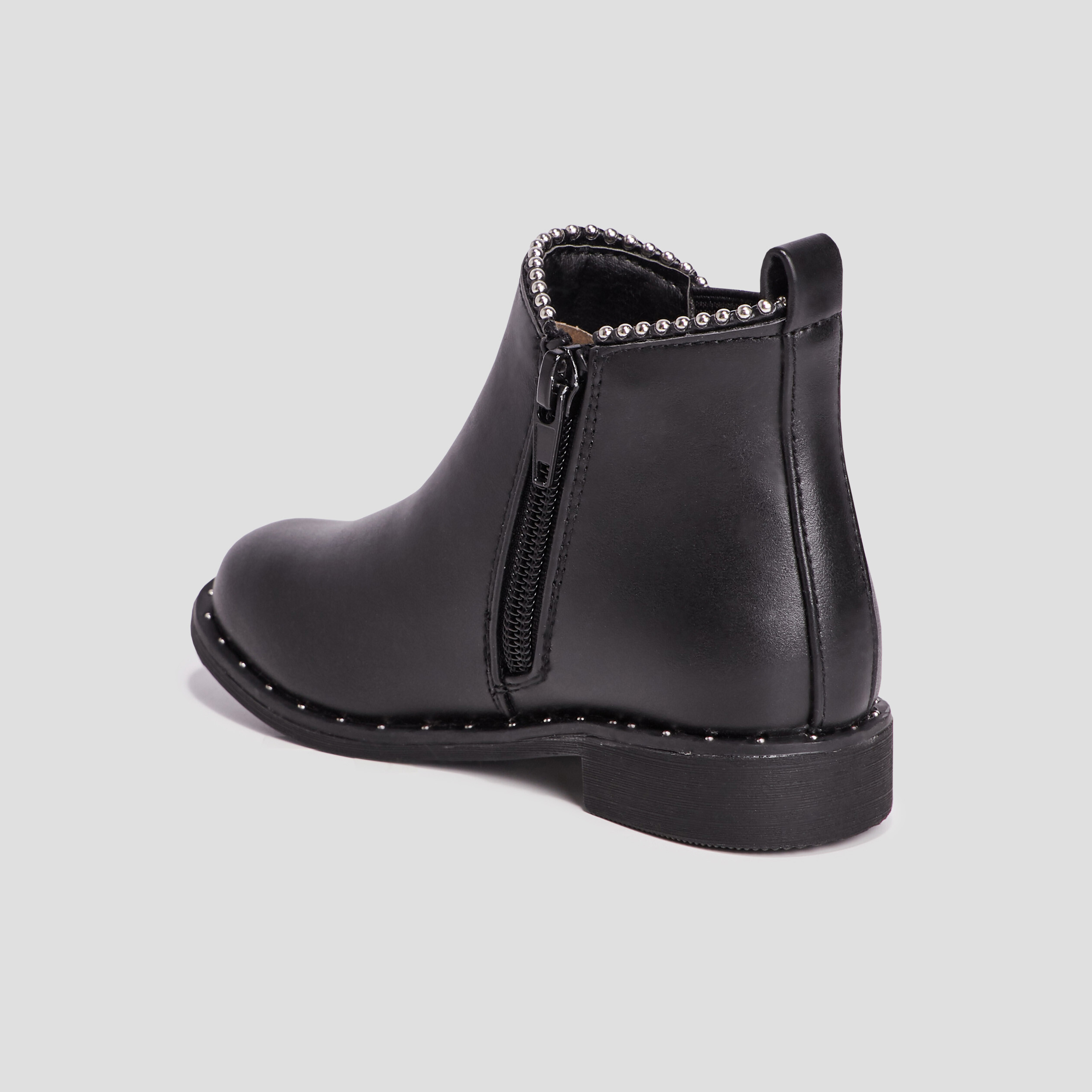 Bottines chelsea zippées à clous noir fille | La Halle