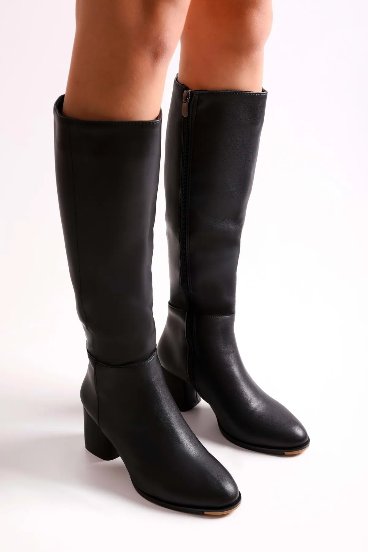 Shoeberry  Kiella Black Skin Damenstiefel mit Absatz Black Skin