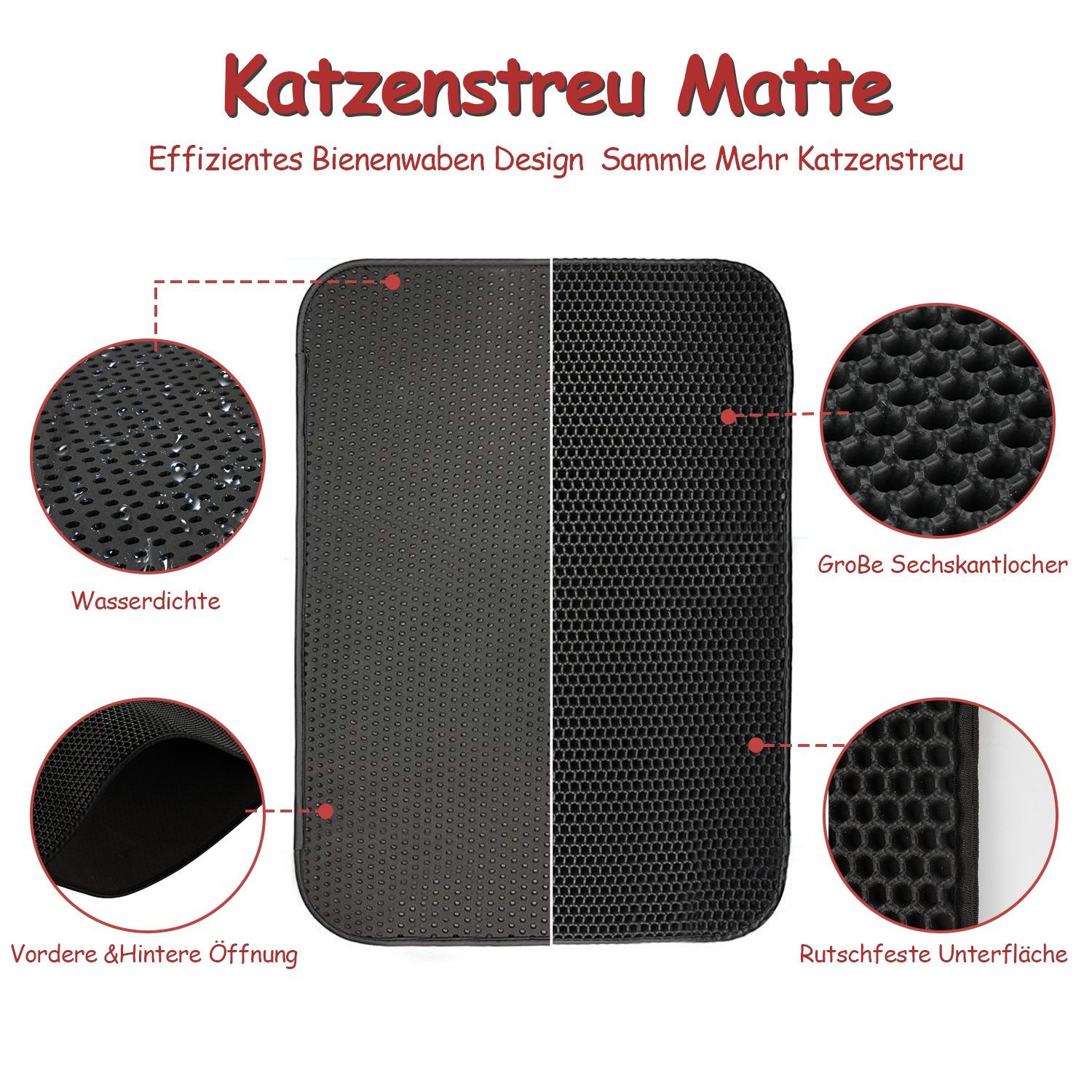 Gimisgu Katzentoilette Katzenklo Matte Waben Design Katzenstreu Matte 78 * 60 cm