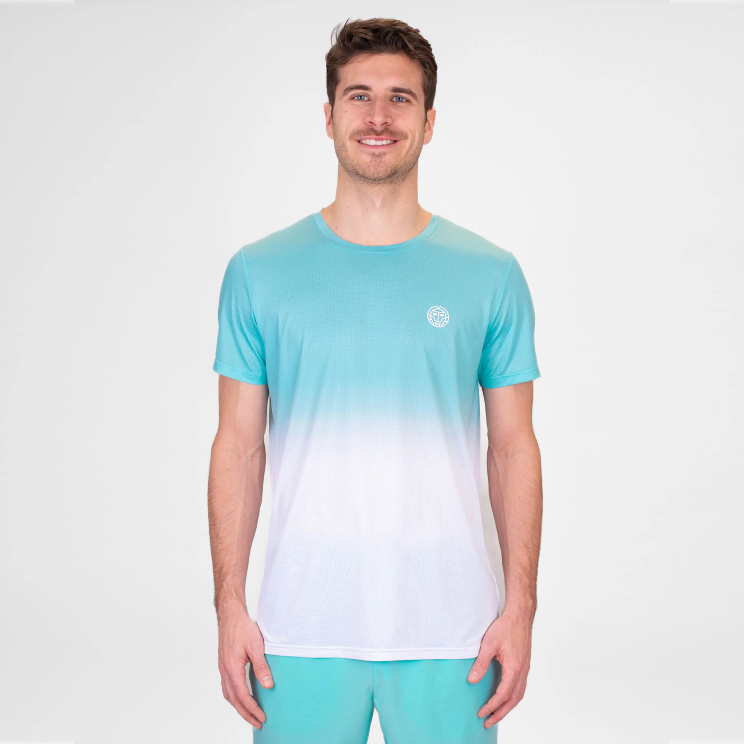 Crew Gradiant T-Shirt Herren - Türkis, Weiß