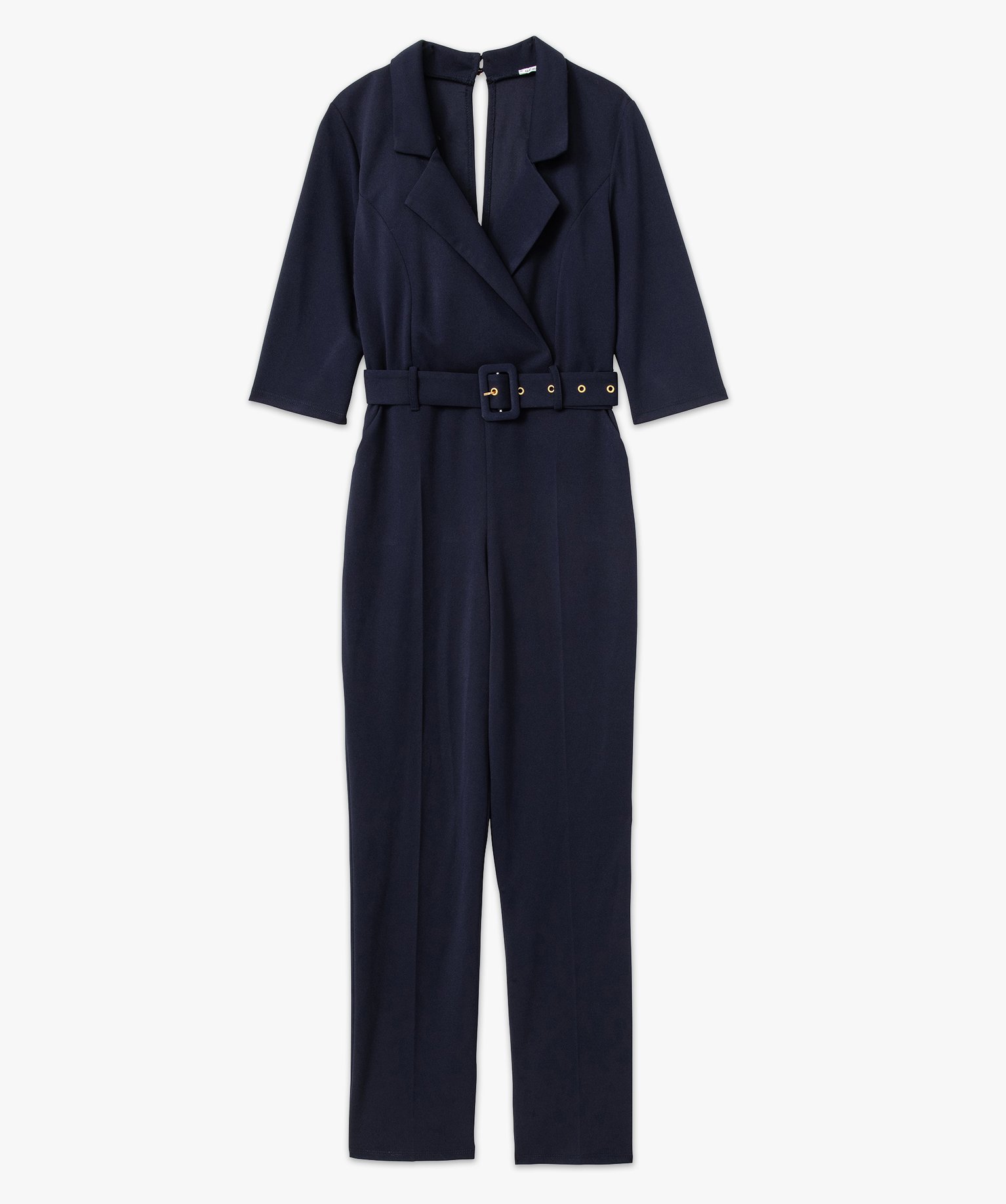 Combinaison pantalon avec col tailleur femme bleu | GEMO