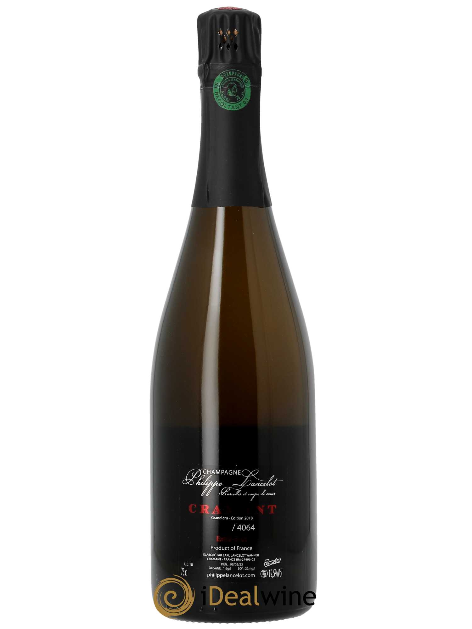 Cramant Extra Brut Philippe Lancelot  2018 - Lot de 1 Bouteille