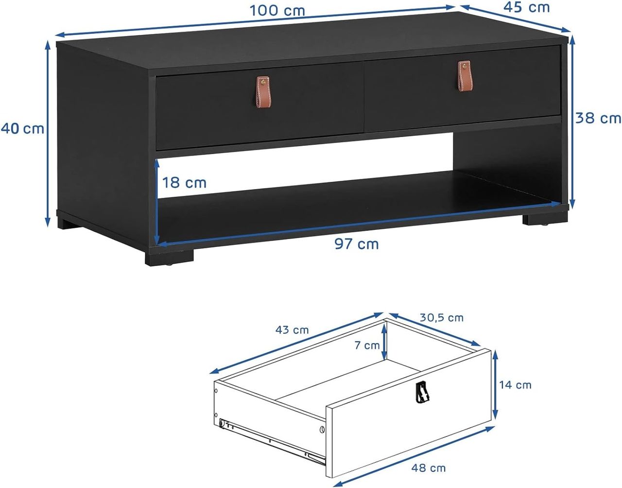 Costway Industrieller Couchtisch für Wohnzimmer