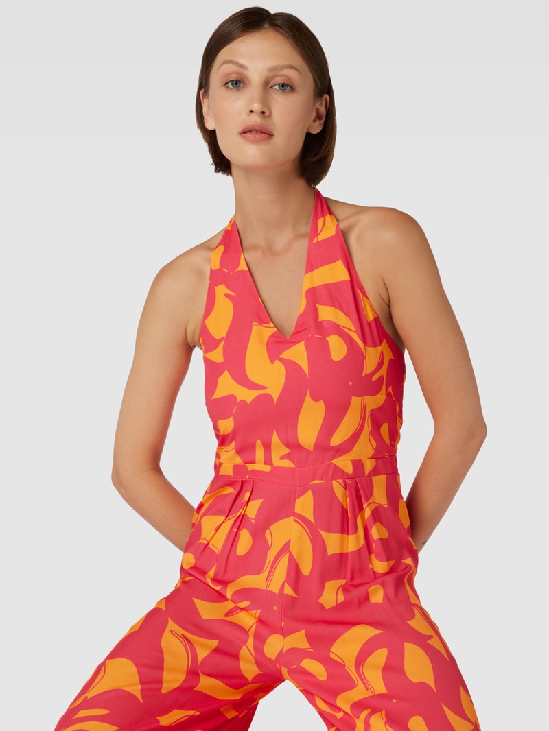 Jumpsuit aus Viskose mit Allover-Muster Modell 'Elli' in orange