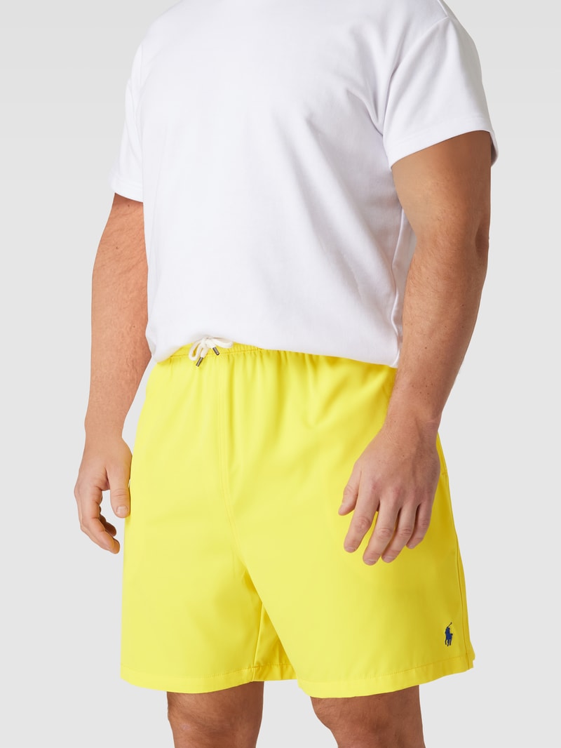 PLUS SIZE Badehose mit Logo-Stitching Modell 'TRAVELER-SWIM' in gelb