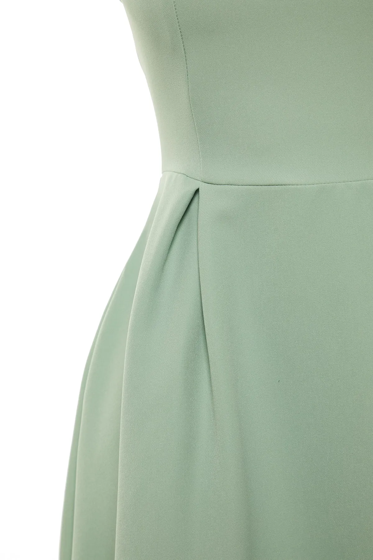 Trendyol Collection  Mintfarbenes, gewebtes, plissiertes Midi-Kleid mit Taillenbund TWOSS20EL0980