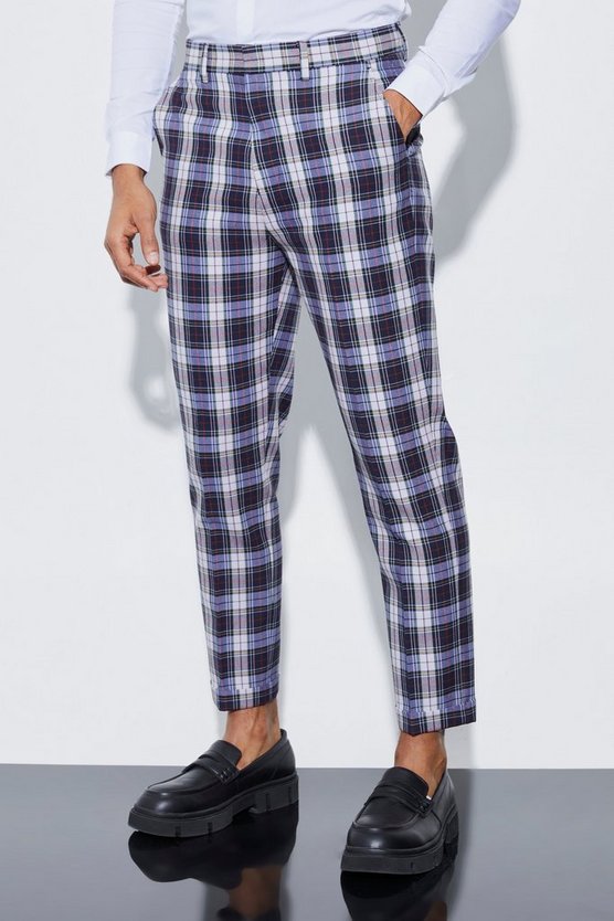 Schmale Tartan-Hose