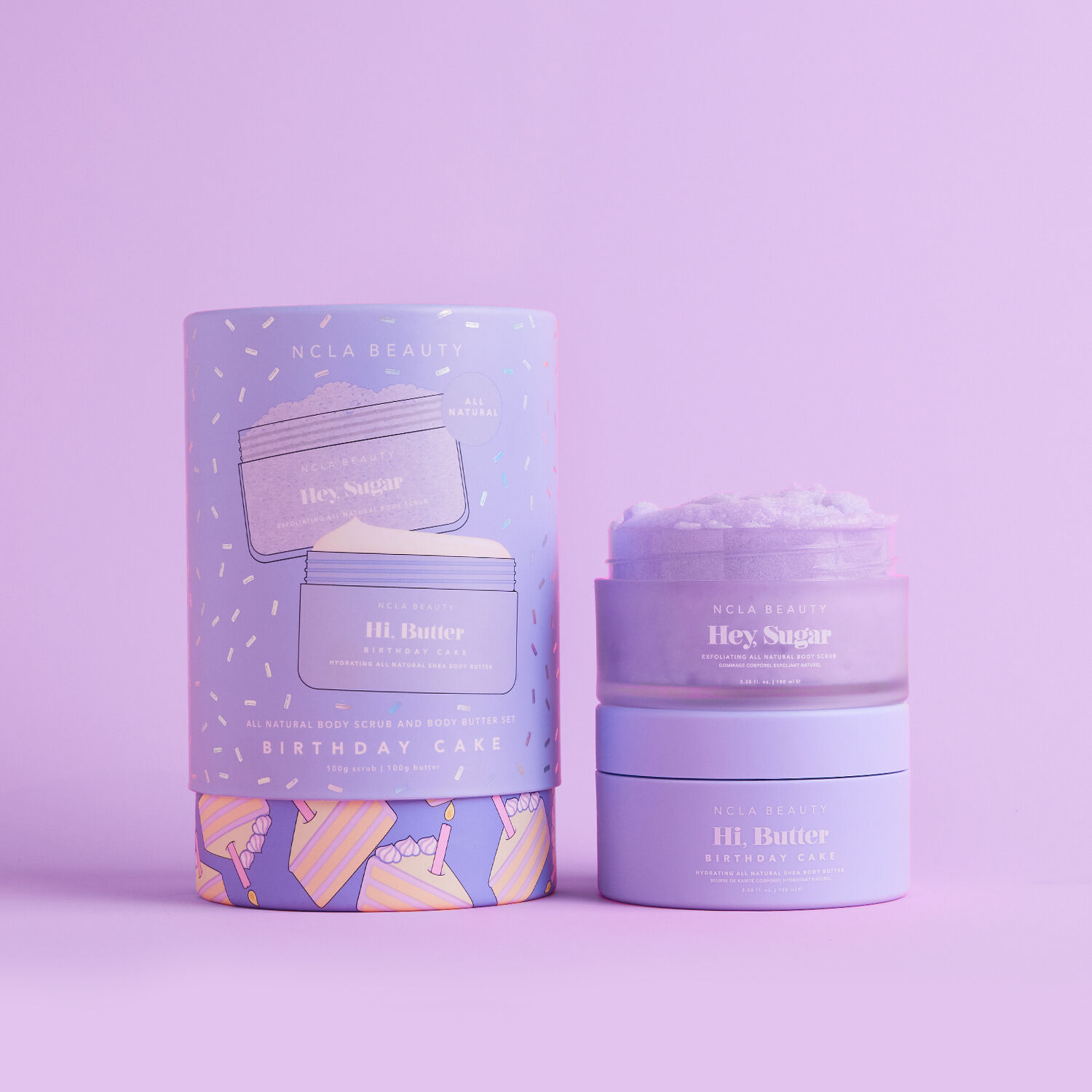 NCLA Beauty All Natural Body Care Set - Birthday Cake Exfoliant Corps 100g + Beurre Corporel 100g