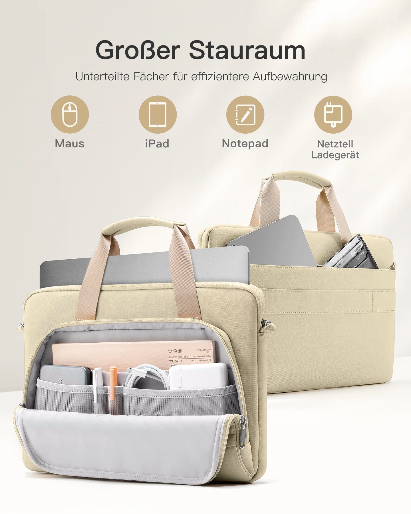 Inateck Laptoptasche Schultertasche Laptop-Hülle kompatibel mit 13-14 Zoll MacBook Pro Air