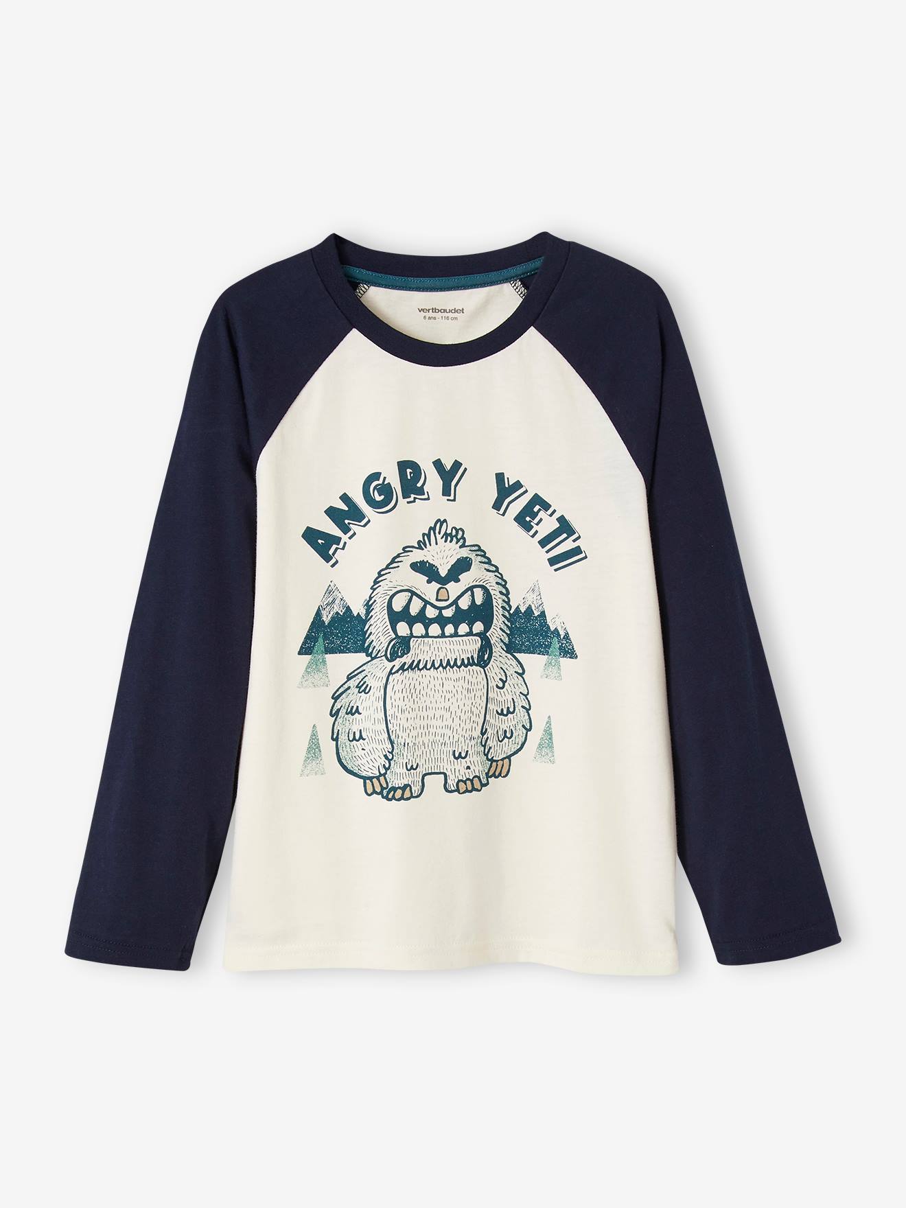 Pyjama yéti garçon avec bas en flanelle bleu grisé