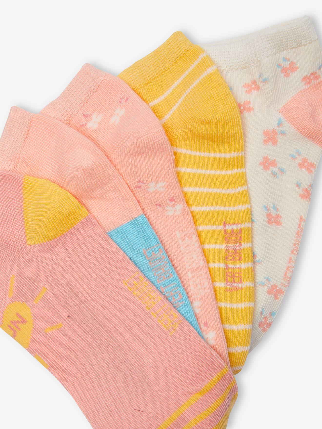 Lot de 5 paires de soquettes fille jaune