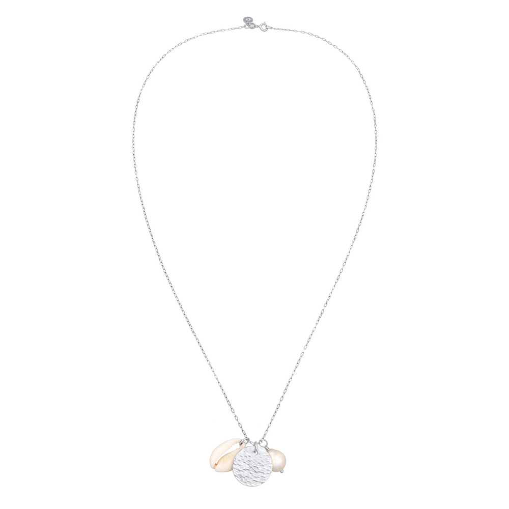 Elli PREMIUM Elli PREMIUM Collier Femmess Pendentif plaque structurée avec perle d'eau douce e collier