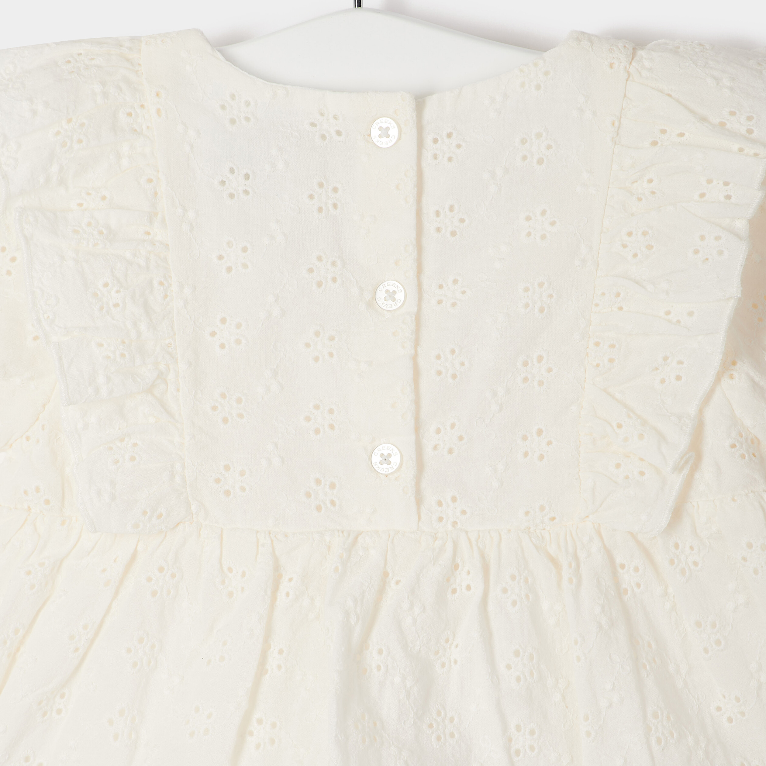 Ensemble 3 pièces avec broderie denim bleach bébé fille | La Halle