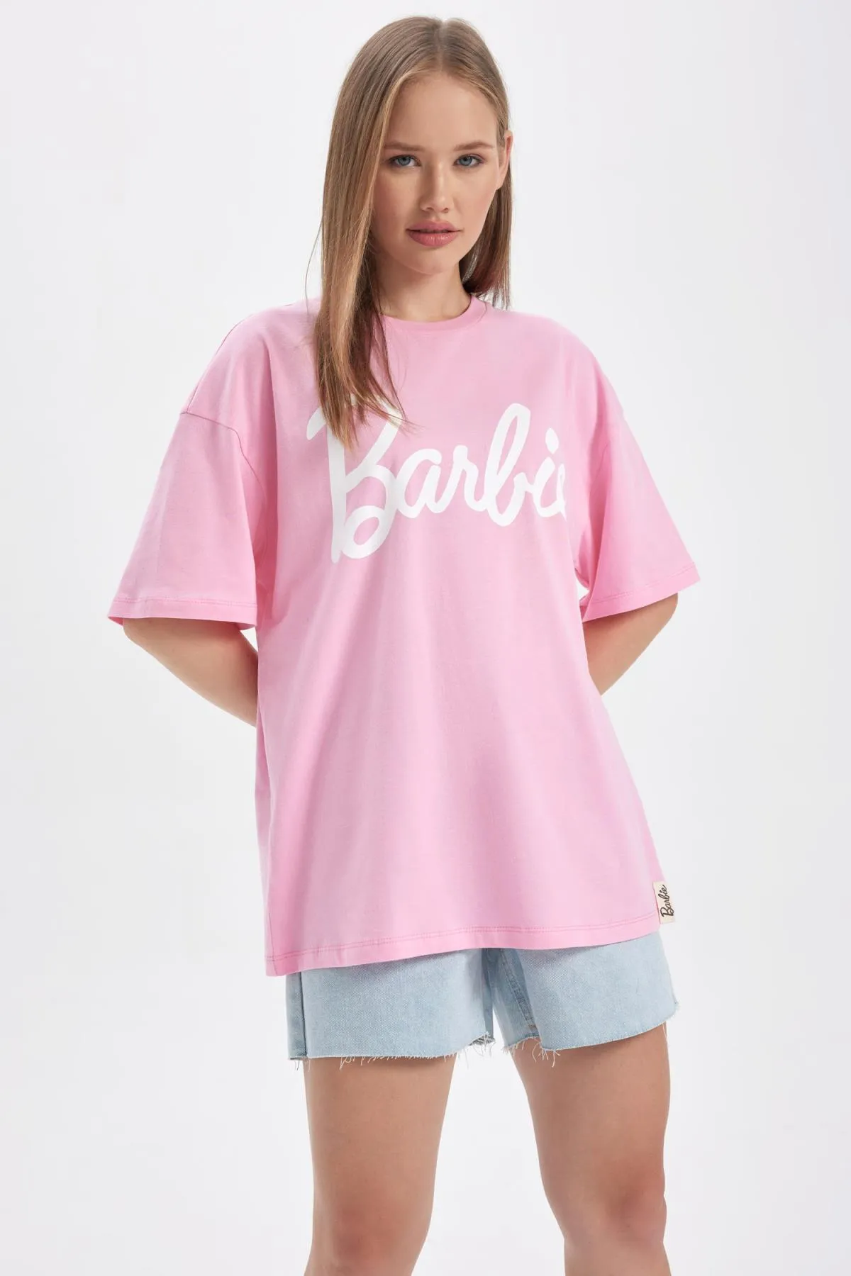 DeFacto  Cooles Barbie-T-Shirt mit Übergröße und Aufdruck, kurzärmelig, B1093ax23hs
