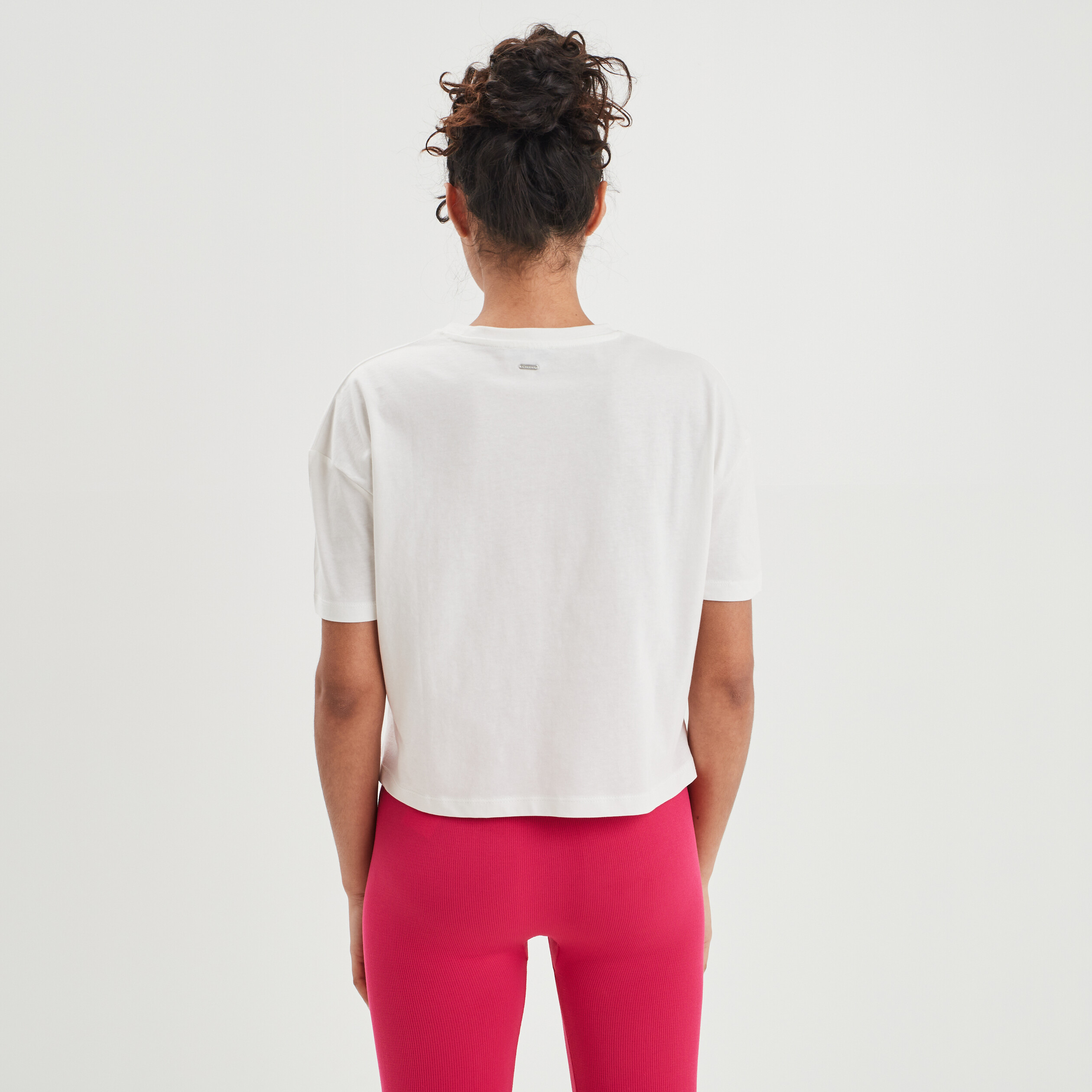 T-shirt cropped manches courtes blanc femme | La Halle