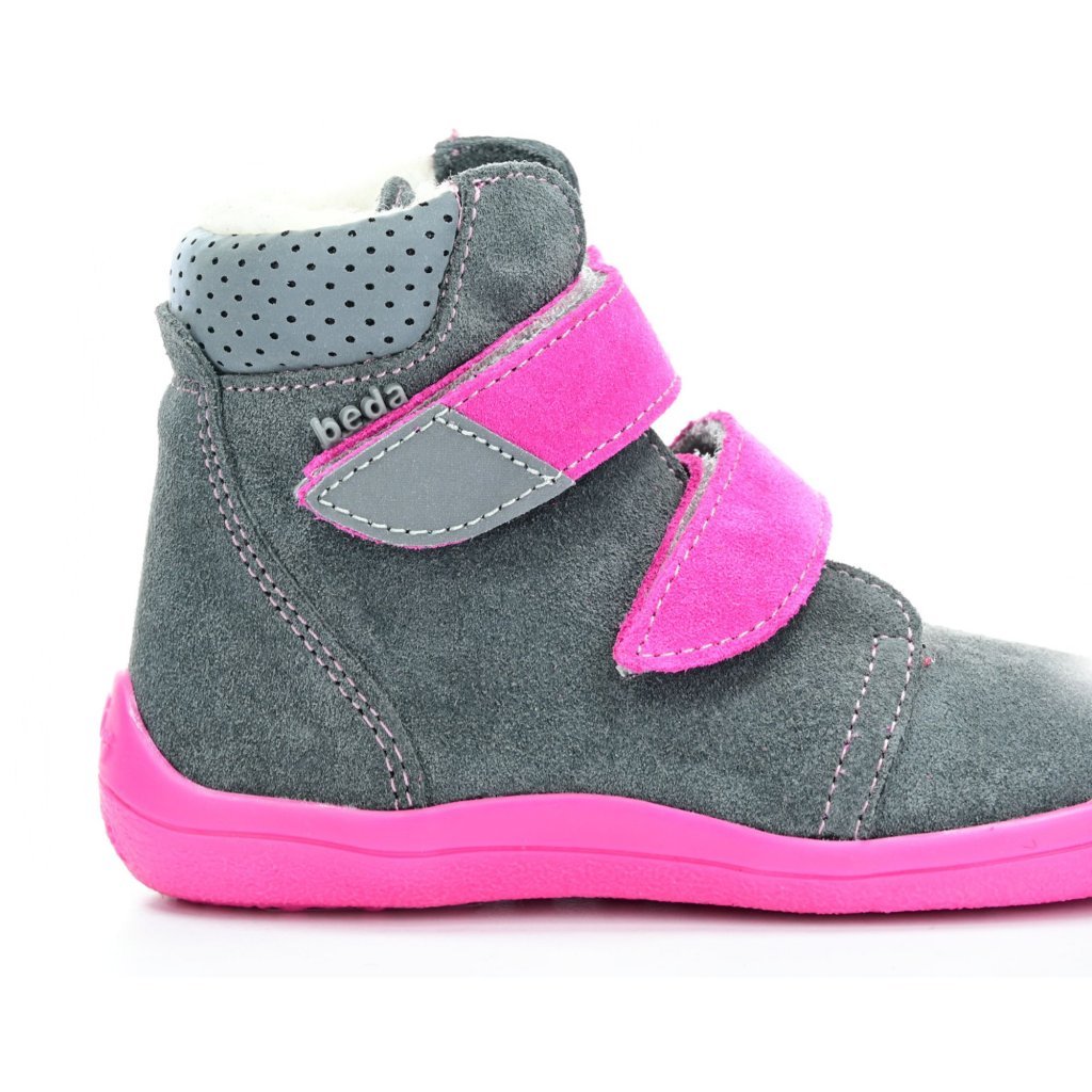 Beda Isabel mit Membran (BF 0004/W/MK/Fell) graue Winter-Barfußstiefeletten