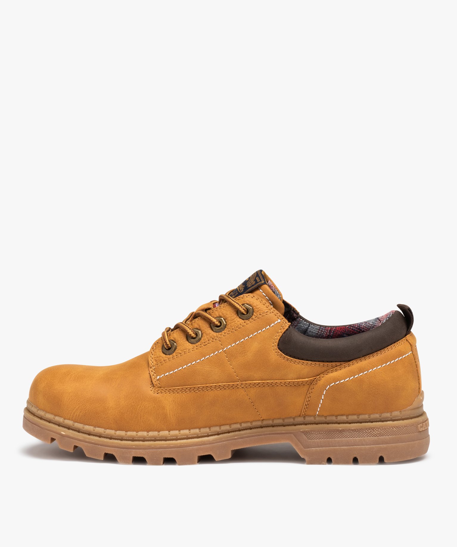 Derbies homme unis à semelle crantée et col rembourré camel | GEMO