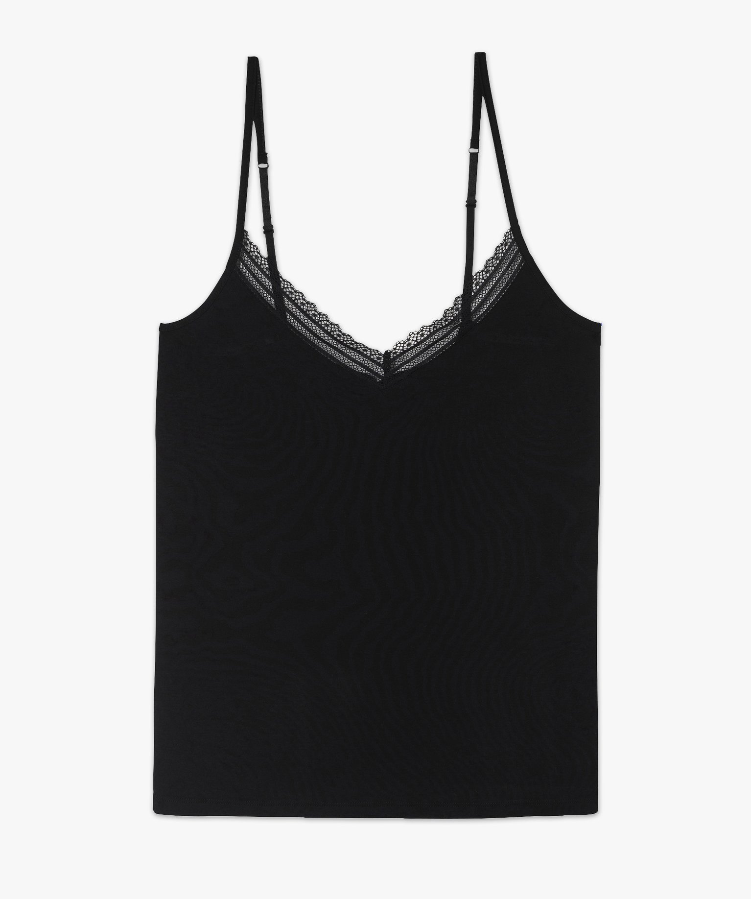 Débardeur femme grande taille en maille fluide et dentelle noir | GEMO