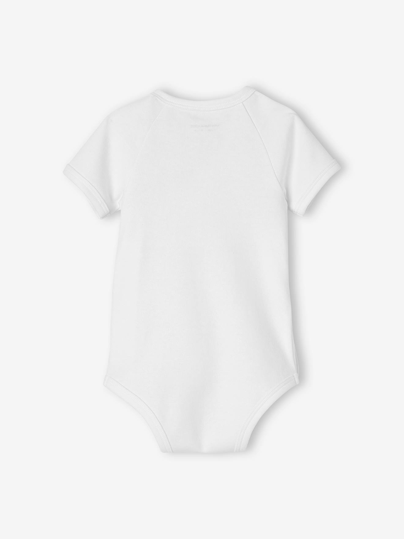 Lot de 5 bodies manches courtes bébé ouverture naissance BASICS lot ivoire
