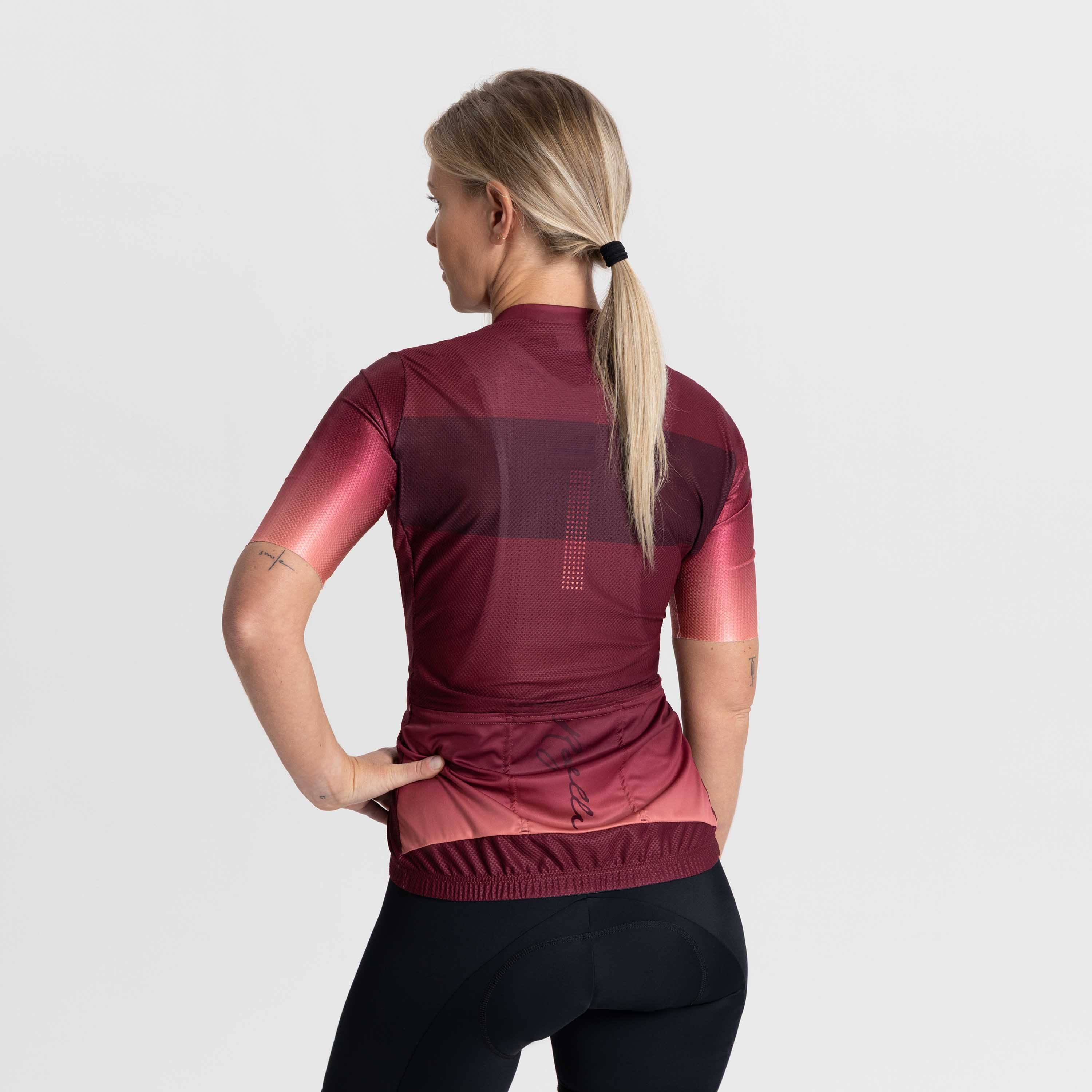 Rogelli Dawn Weinrot/Koralle Damen Radtrikot Kurzarm