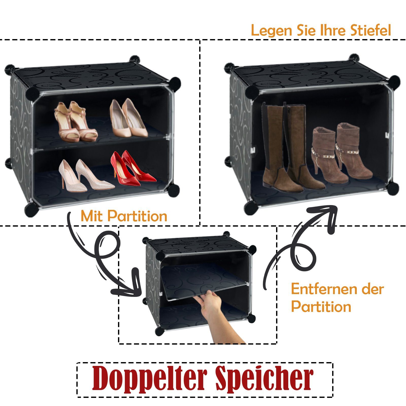 AUFUN Schuhregal stapelbaren Schuhboxen Schuhschrank, für Schuhablage