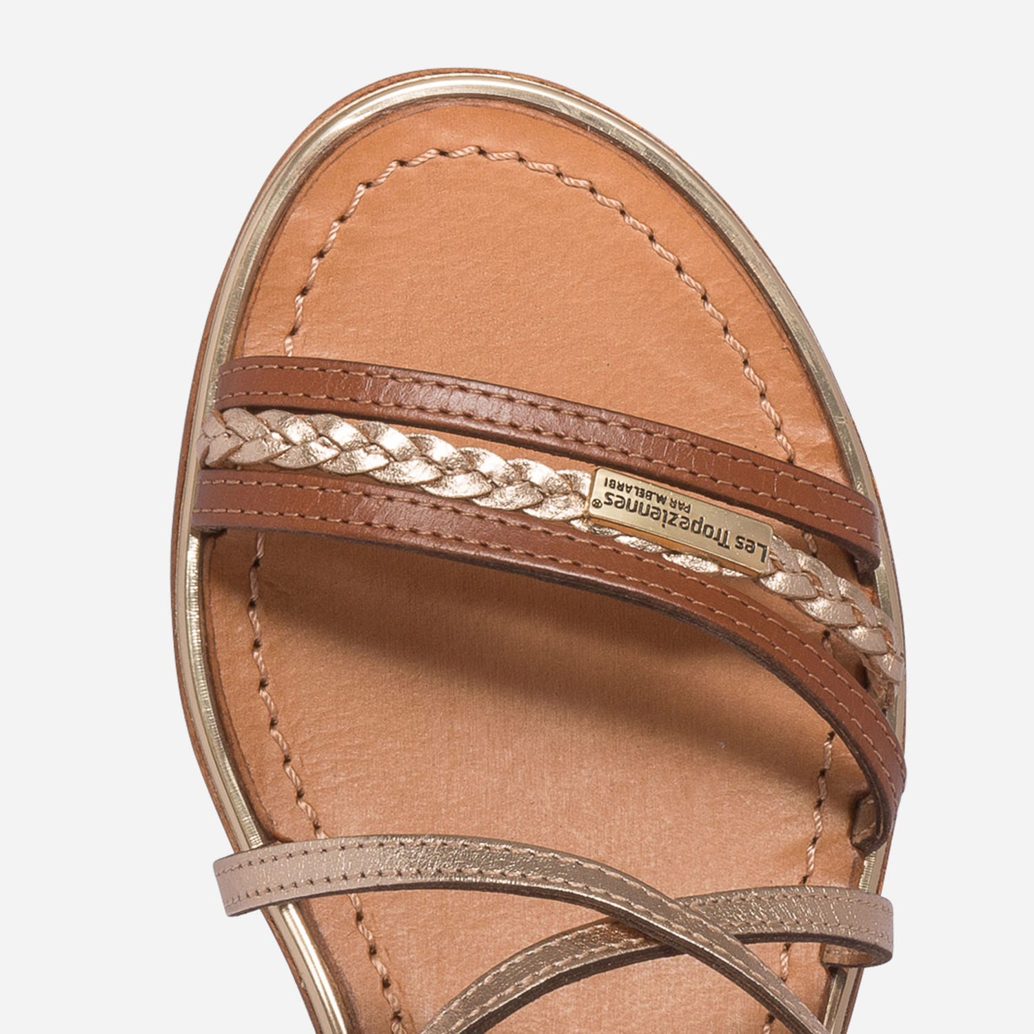 Sandale LES TROPEZIENNES par M.Belarbi camel et or en cuir