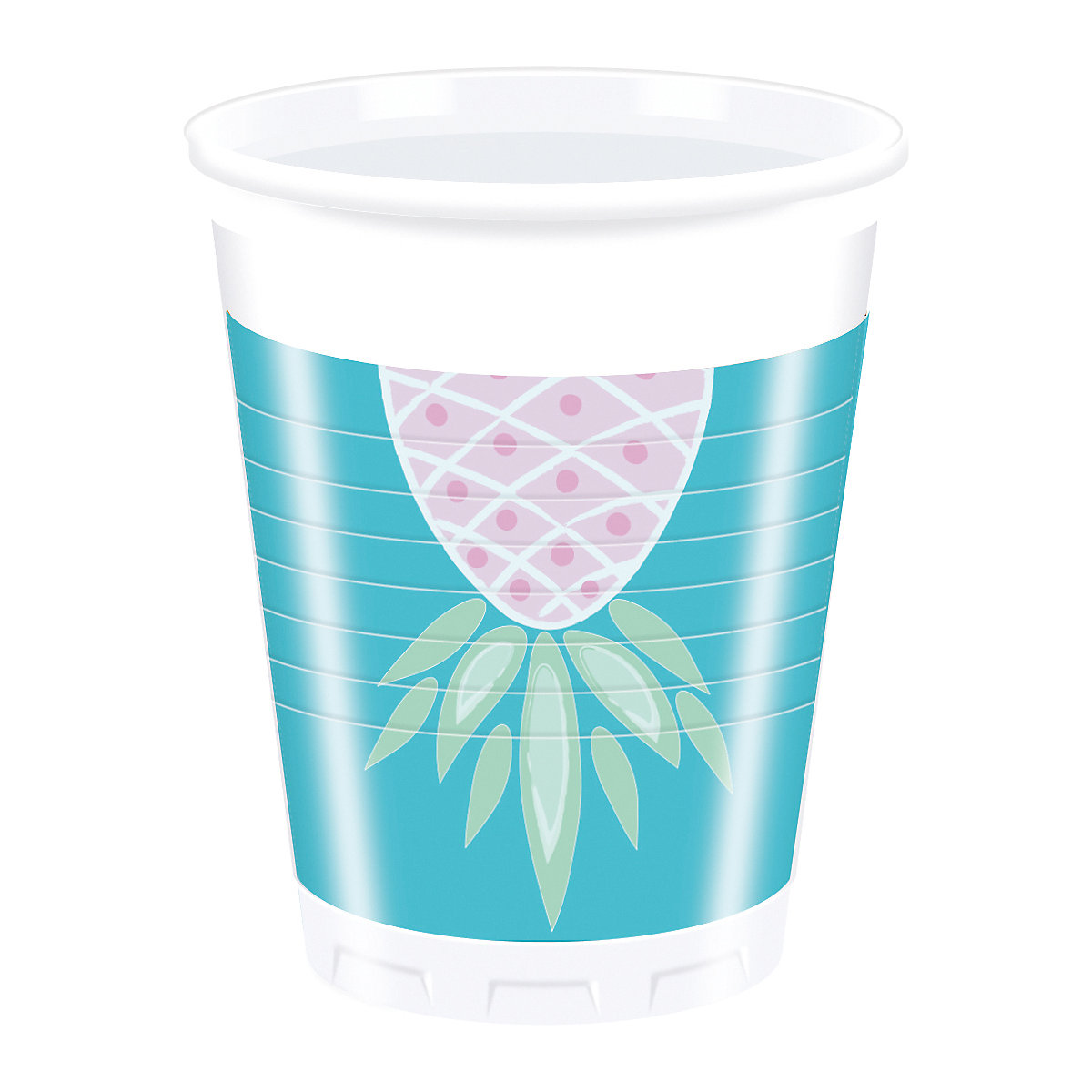 Partybecher/Trinkbecher Ananas, 200 ml, Kunststoff, 8 Stück