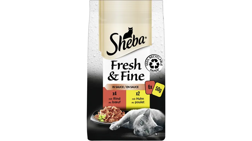 SHEBA® Fresh & Fine in Sauce mit Rind und Huhn Portionsbeutel 300 g