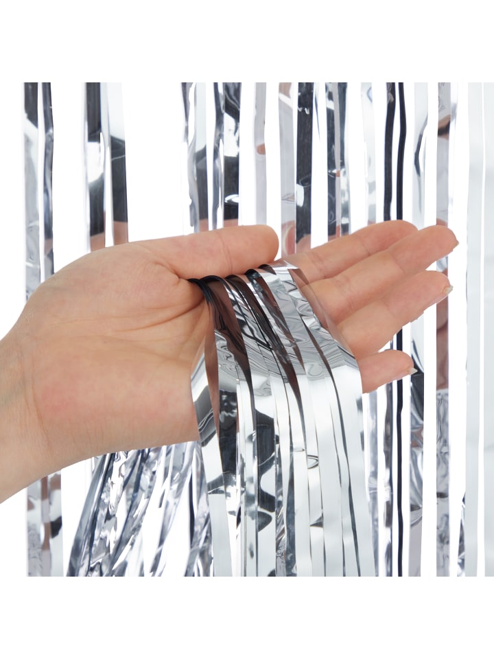 relaxdays 2er Set Partyvorhänge in Silber - (L)250 x (B)100 cm günstig kaufen onesize