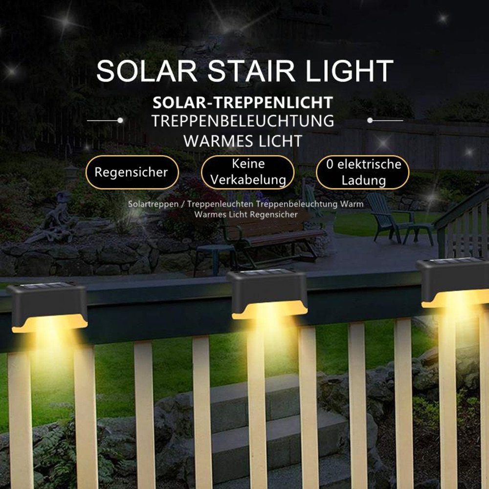OULENBIYAR LED Solarleuchte Solarlampen für Außen Garten, 4 Stück Solarleuchten Garten Dekoration, LED fest integriert, warmweiß, Wasserdichte LED Solar Wandleuchte Aussen Beleuchtung, für Terrasse Garten Balkon Stufen Treppen Zaun, Farbwechselnde