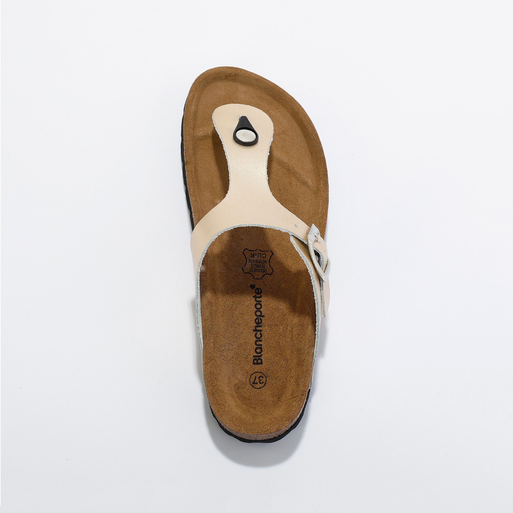 Sandales entredoigts cuir à boucle réglable