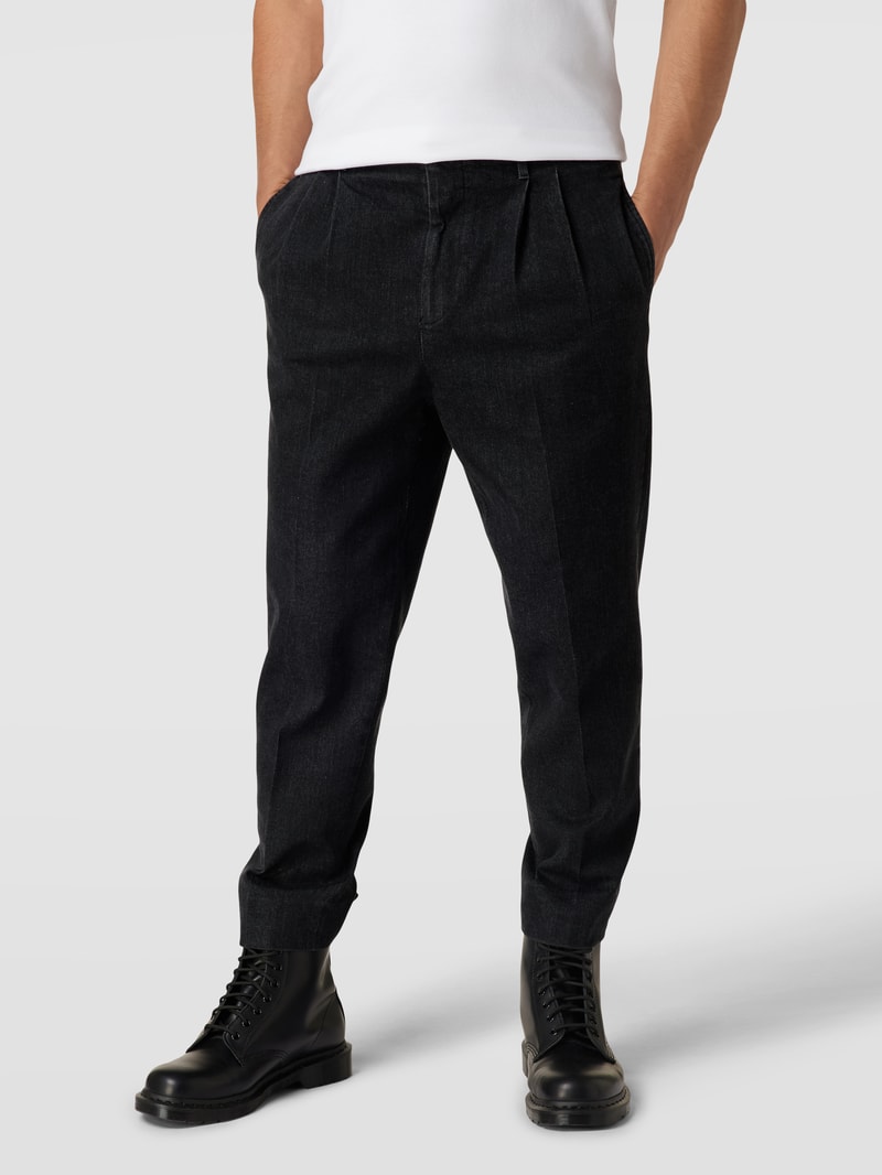 Hose mit fixierten Bundfalten Modell 'MAN WASHED WIDE LEG PANT' in jeans