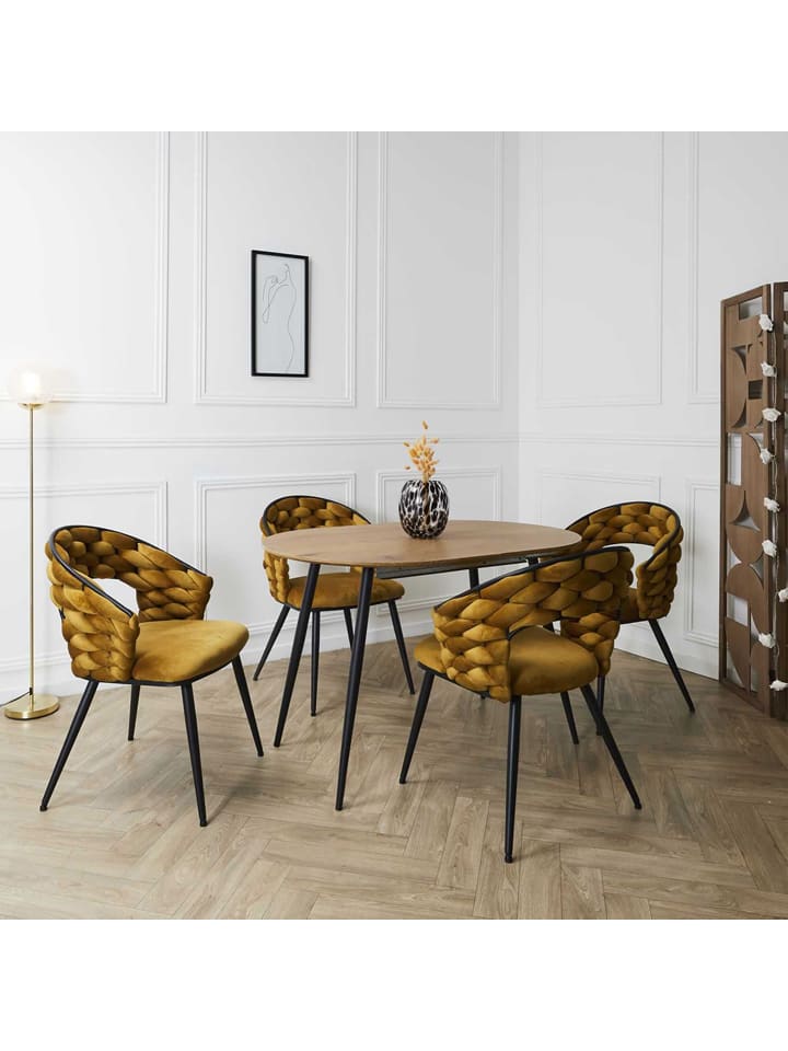 Rétro Chic Esszimmerstuhl ''Sawyer'' in Gelb - (B)63 x (H)83 x (T)54 cm günstig kaufen onesize