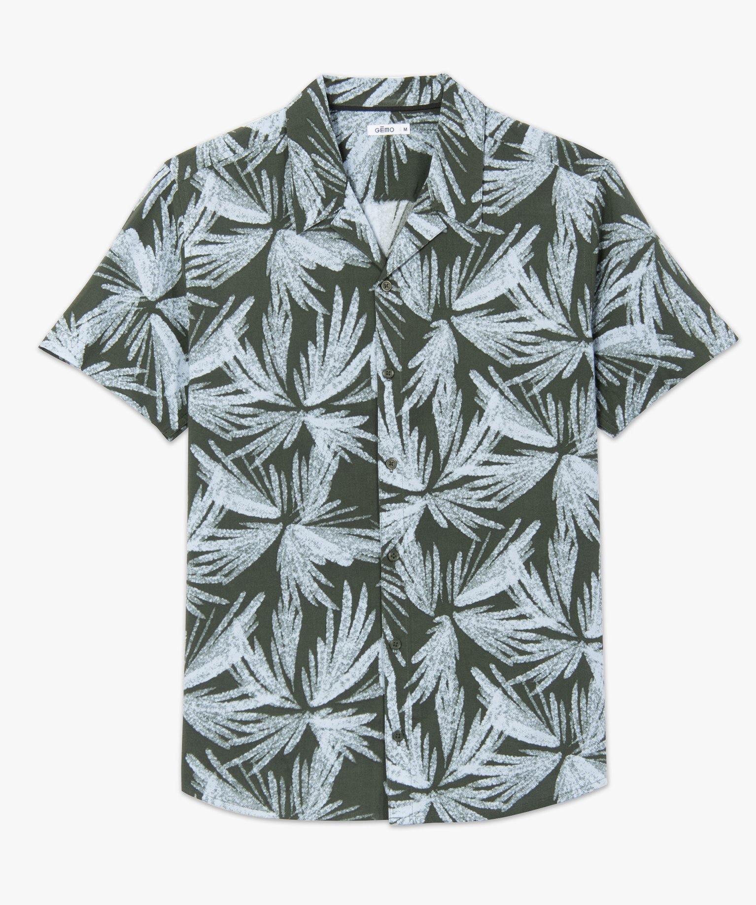 Chemise homme imprimée à manches courtes kaki | GEMO