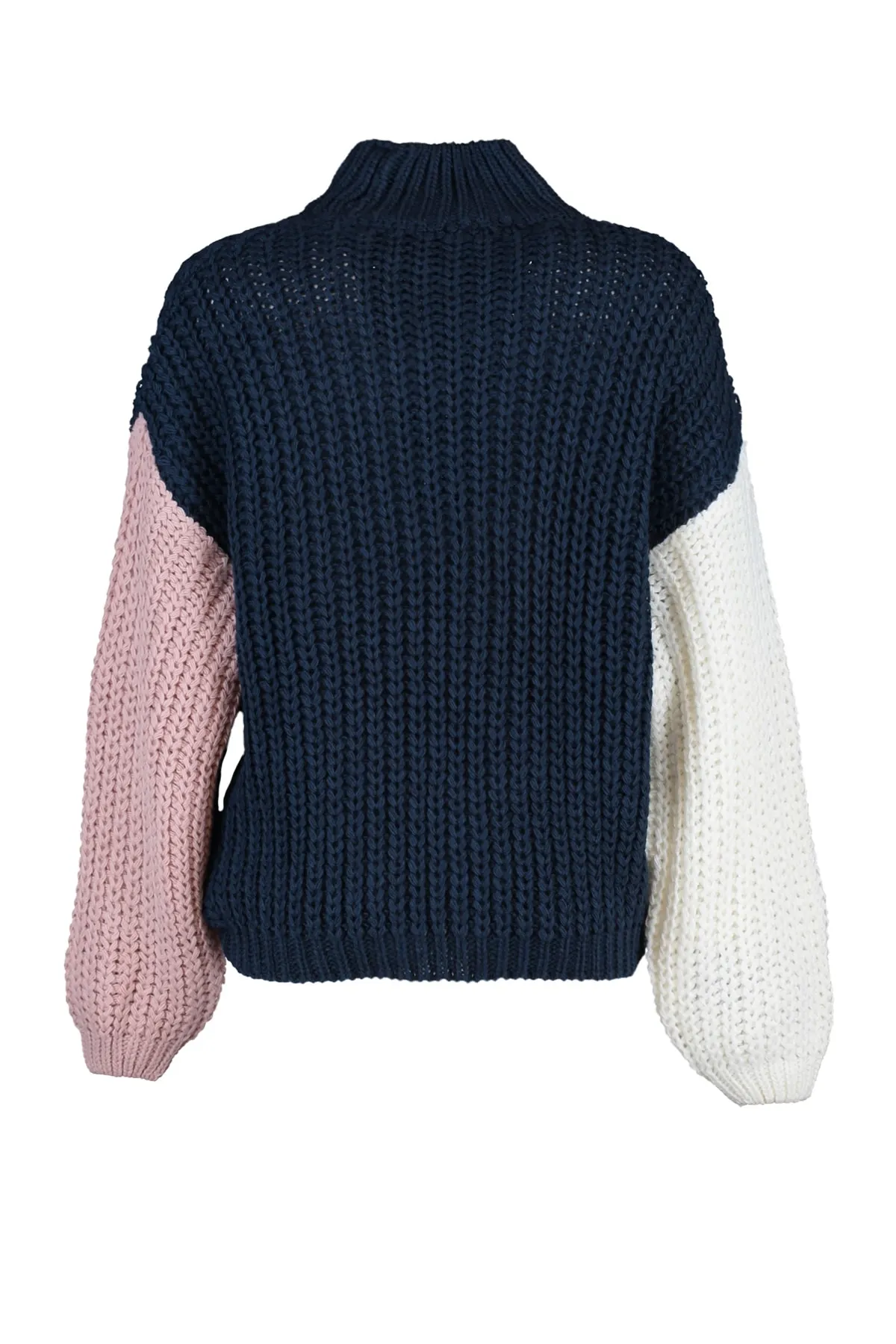 Trendyol Collection  Petrol – Weich strukturierter Strickpullover mit Farbblockdesign und weiter Passform TWOAW21KZ0271