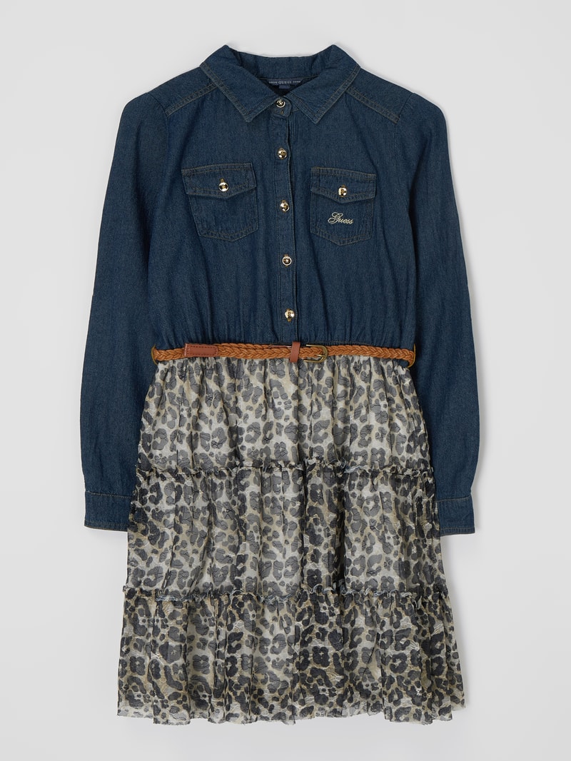 Kleid aus Denim und Spitze in blau
