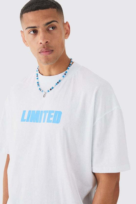 Übergroßes T-Shirt mit verlängerten Kragen und Limited-Print