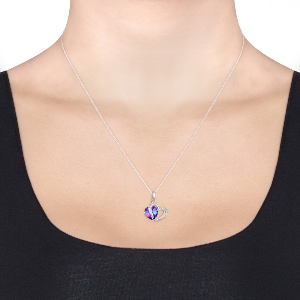 Elli Elli Collier Femme Pendentif Coeur Précieux avec Cristaux en Argent Sterling 925 collier