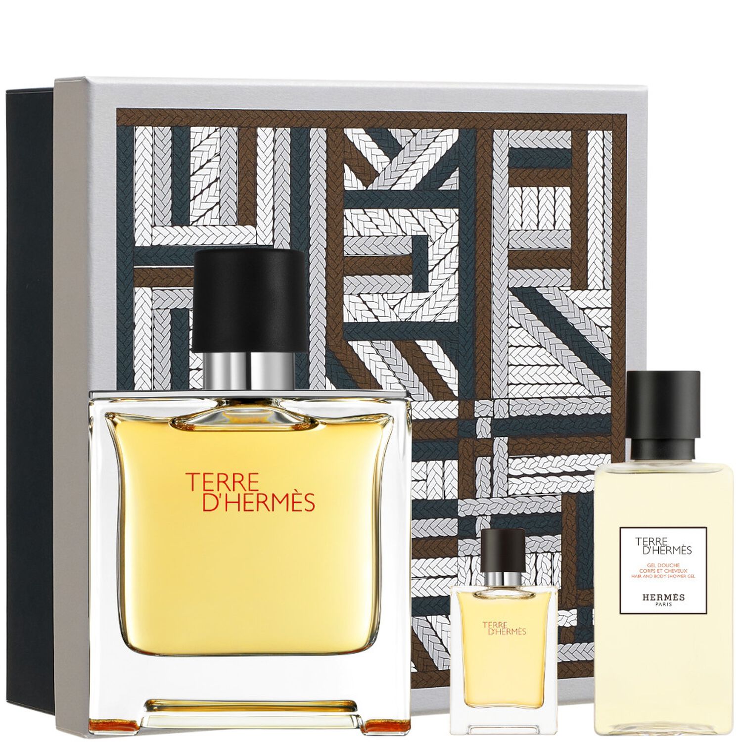 Hermès Terre d'Hermès Coffret Parfum 75 ml, Miniature 5 ml + Gel Douche 40 ml