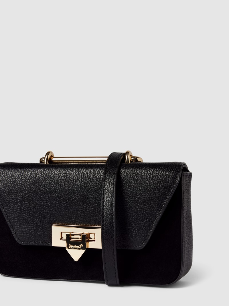 Umhängetasche mit Label-Detail Modell 'Toast Black Suede Gold' in schwarz