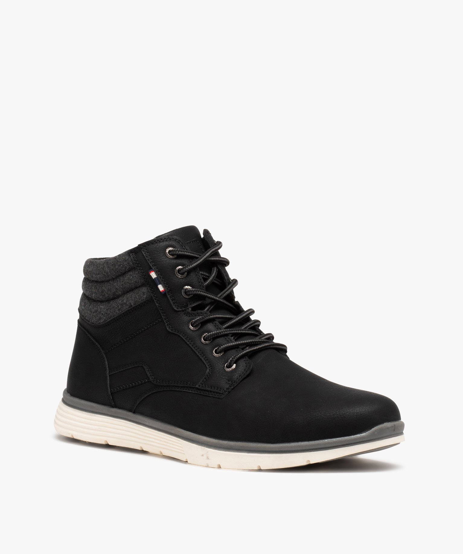 Baskets homme mid-cut avec col rembourré style denim noir | GEMO